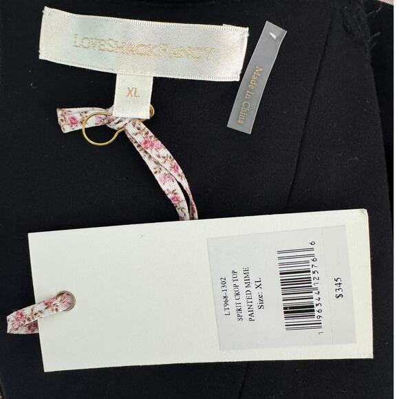 LoveShackFancy Spirit cropped floral puff sleeve stretch-jersey top size XL - Picture 6 of 8